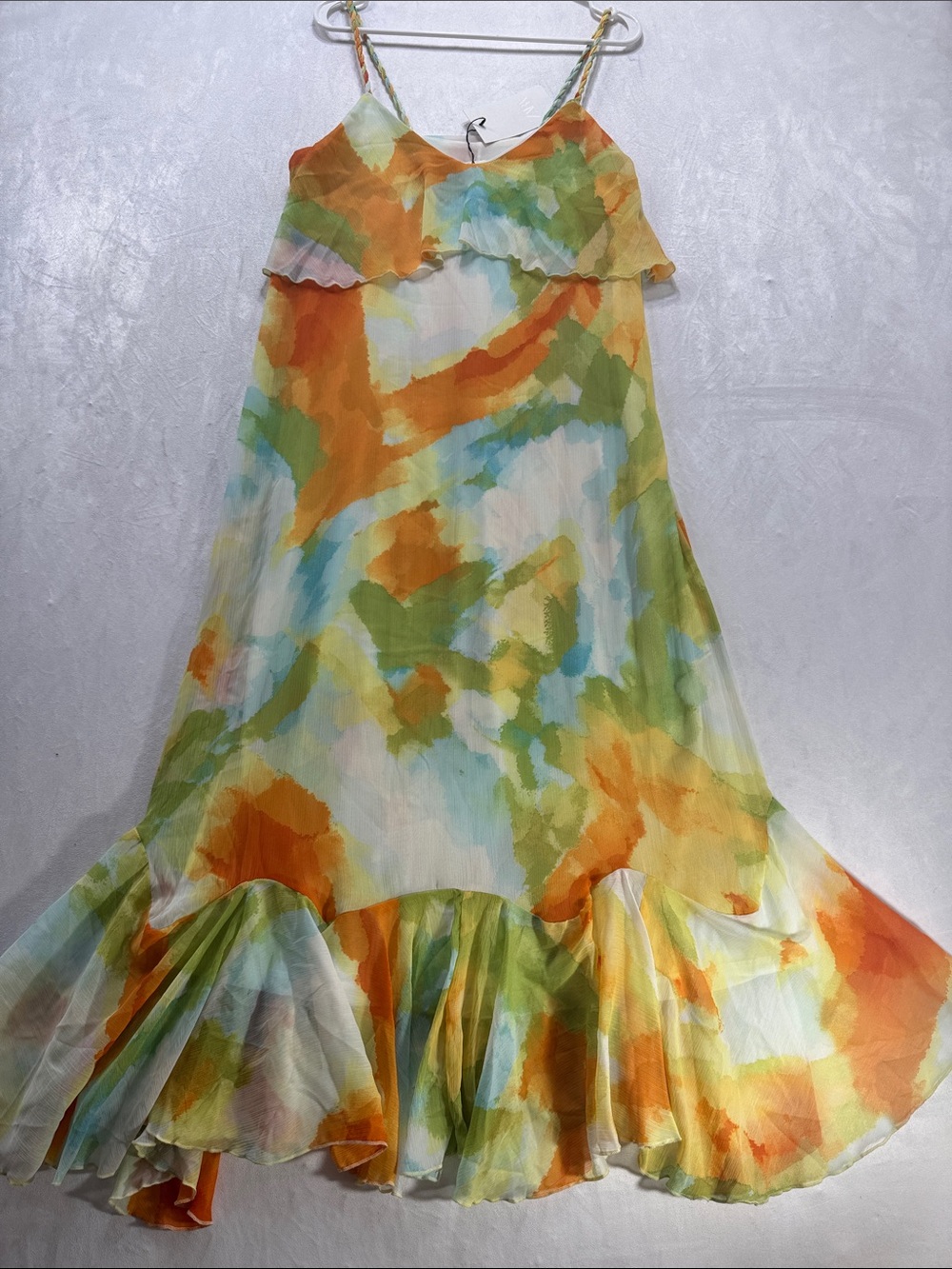 ZARA PRINTED RUFFLE MIDI DRESS Size M NWT - Picture 10 of 10
